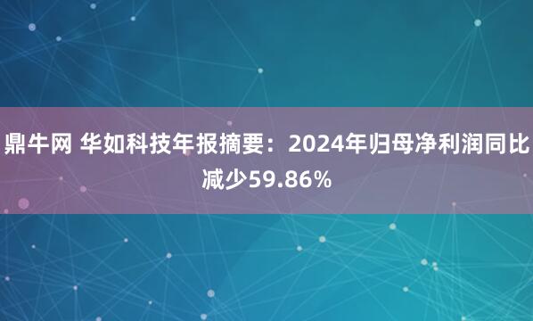 鼎牛网 华如科技年报摘要：2024年归母净利润同比减少59.86%